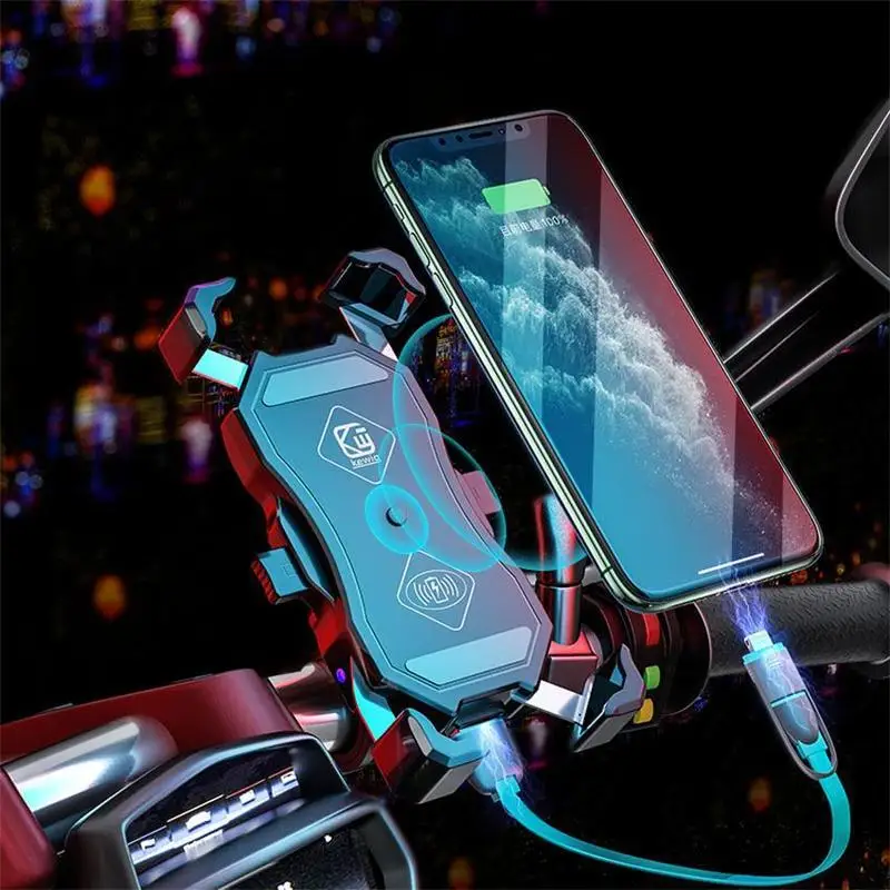 

Motorcycle Phone Holder 15W Wireless Charger USB QC3.0 Fast Charging Bracket Bike Smartphone Stand 360 Mobile Cellphone Support