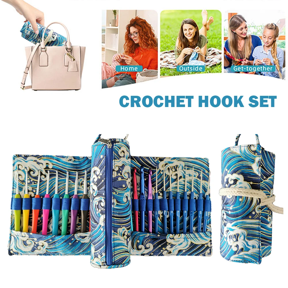 DIY Crochet Hooks Set with Storage Bag and Crochet Needle Accessories 2mm To 6mm Hooks Yarn Hooks Crochet Set Knitting Yarn Set