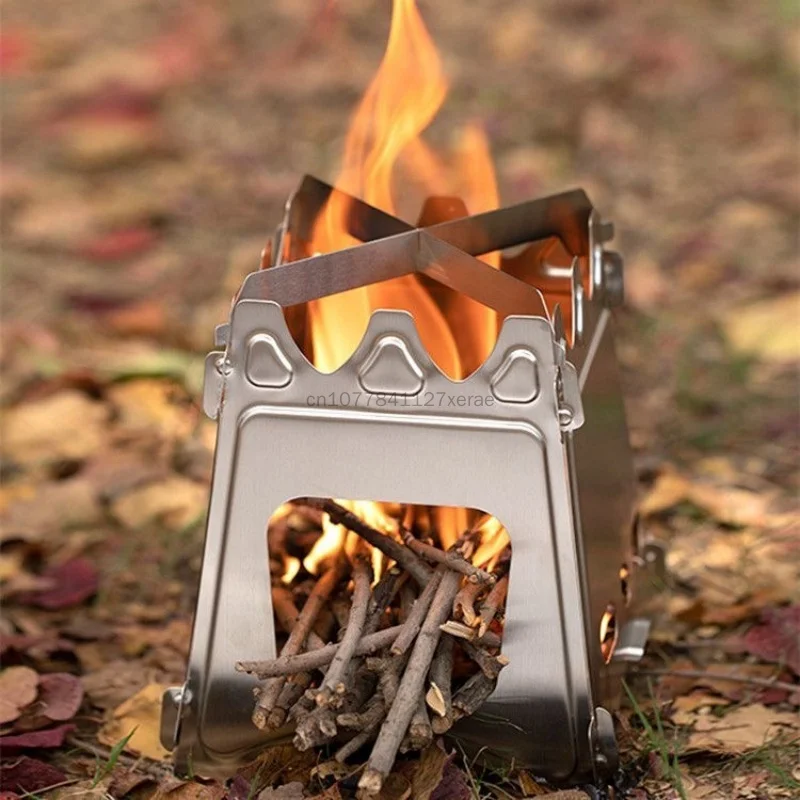Portable Cassette Stove Mini Outdoor Camping Stove Multifunctional Barbecue Furnace Lightweight Compact Wood Burning Stove for P
