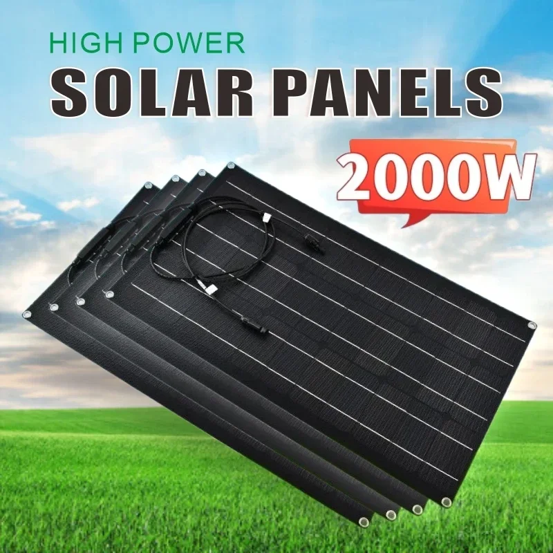 Super Power Solar Panel 500w1000w1500w2000w Suitable For RV Boat Car Household Camping 18V 36V Battery Charger Solar Panel Kits