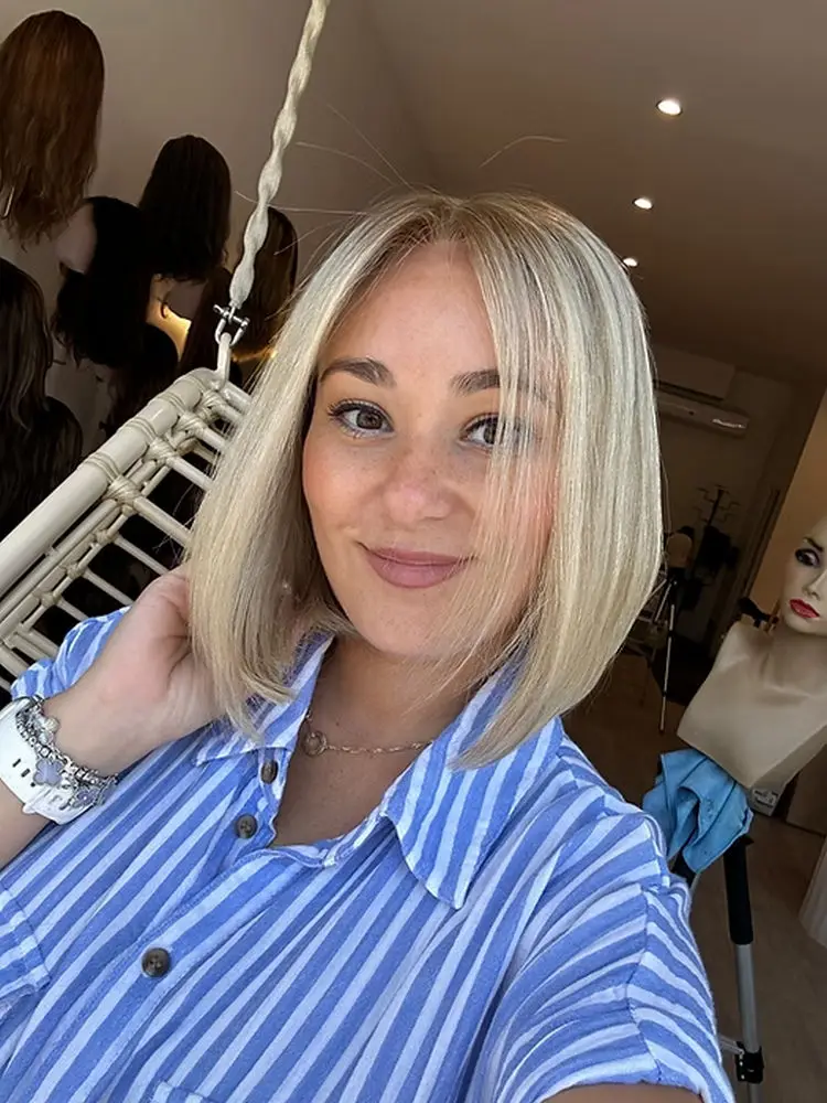 مرونة تسليط الضوء على الرماد شقراء غلويليس الباروكات بوب مستقيم الشعر الاصطناعية لينة 13*4 HD الدانتيل الشفاف أعلى الباروكات على التخليص بيع #4