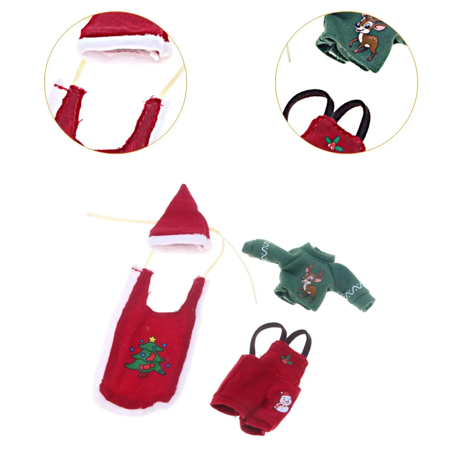 Poppenhuis Kerstpopkleding Schattig minipopkostuum voor BJD-pop