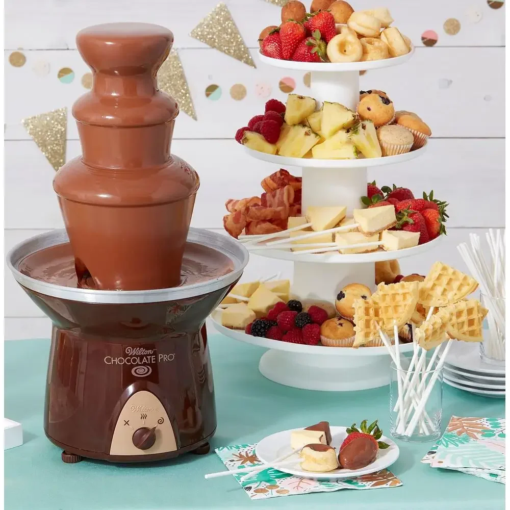 Chocolate Pro Fondue Fountain 4 lb. Aluminium Capacity Easy Cleanup Dessert Dipper Fruit Marshmallows Pretzels Bacon Wedding