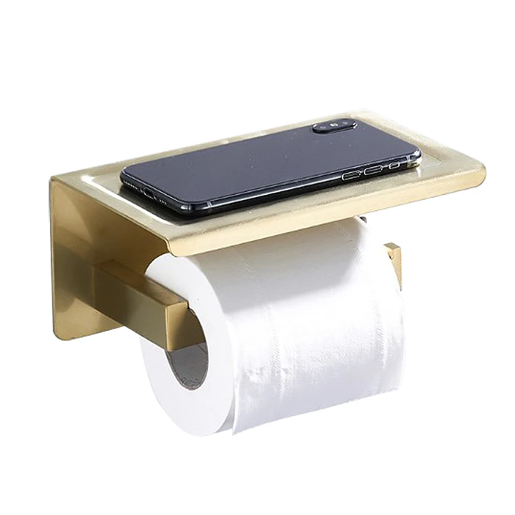 

Настенное крепление для ванной комнаты, матовое золото, держатель для бумажных полотенец и туалетной бумаги с полкой для телефона