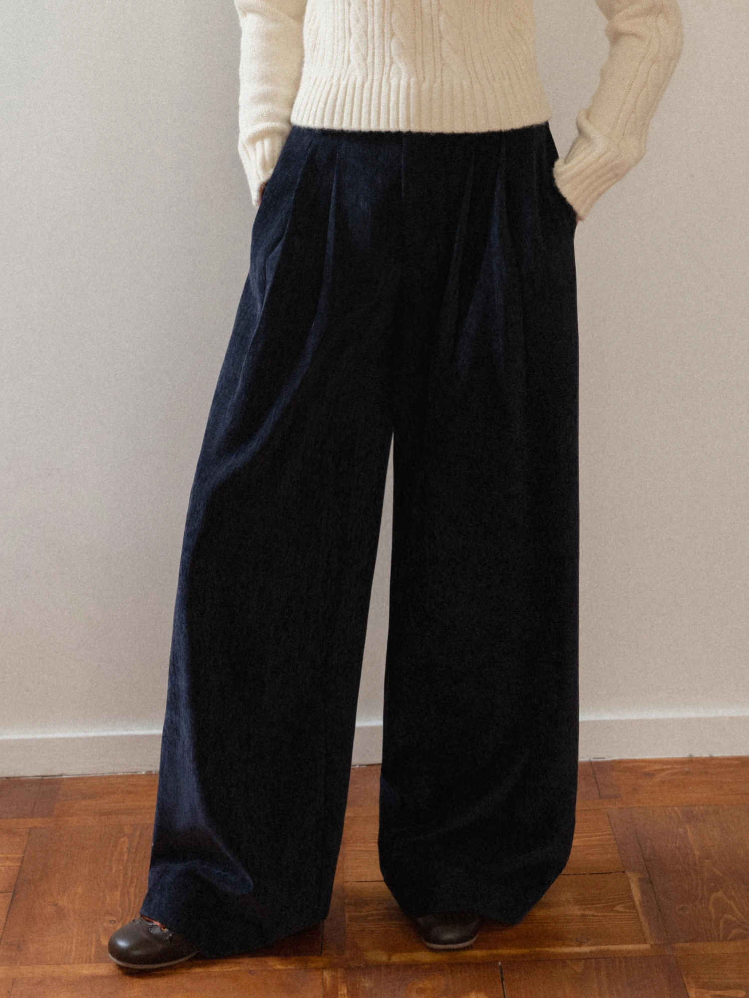 

Женские повседневные брюки с высокой талией и широкими штанинами, имитирующие флис, для работы и отдыха, из полиэстера