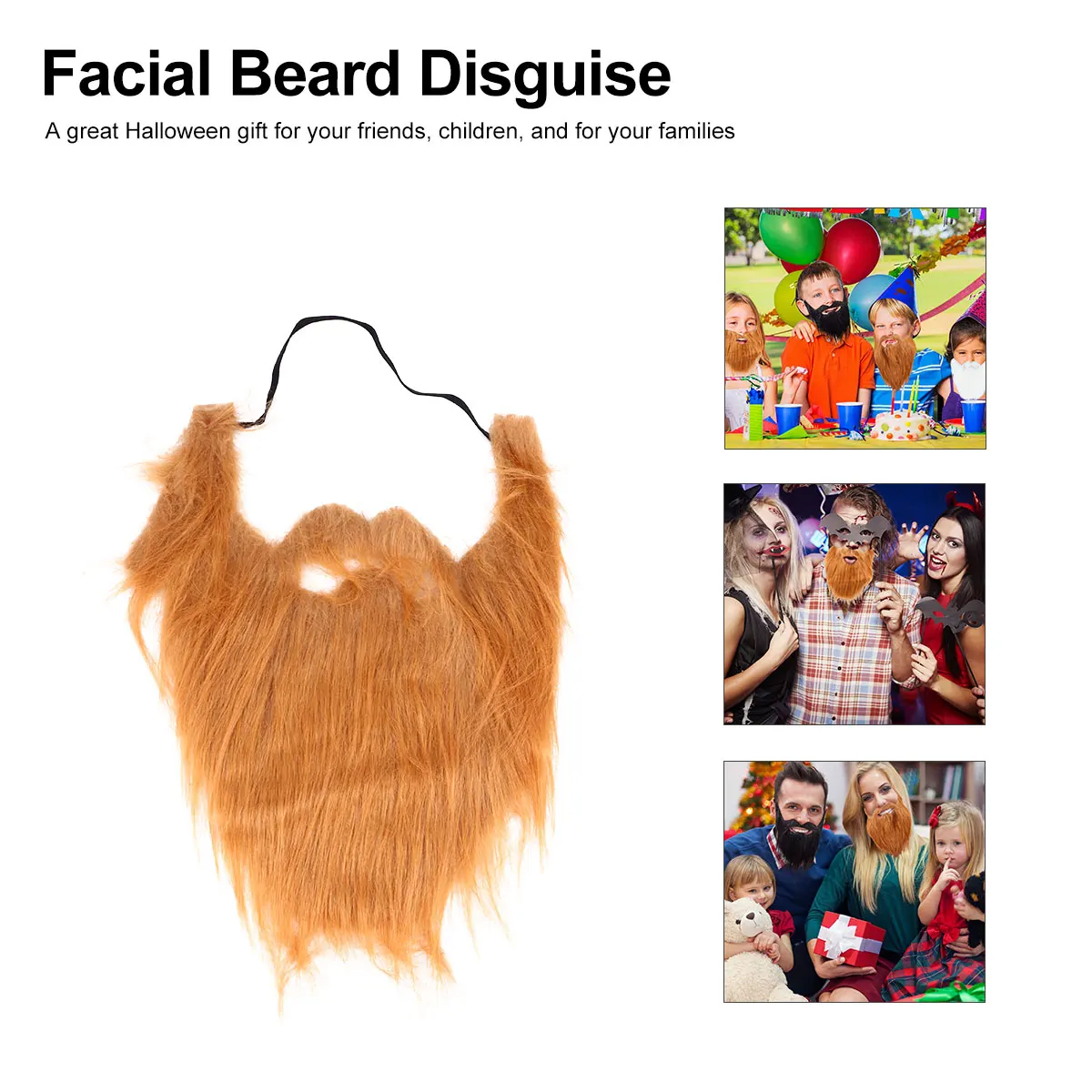 2Pcs 가짜 의상 수염 경량 나일론 블랙 할로윈 크리스마스 파티 액세서리 성인 어린이를위한