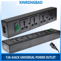 Regleta de alimentación PDU de 4 vías, tira de alimentación Universal con protector de sobrecarga, toma de corriente para Reino Unido, EE. UU., UE, extender con interruptor de circuito