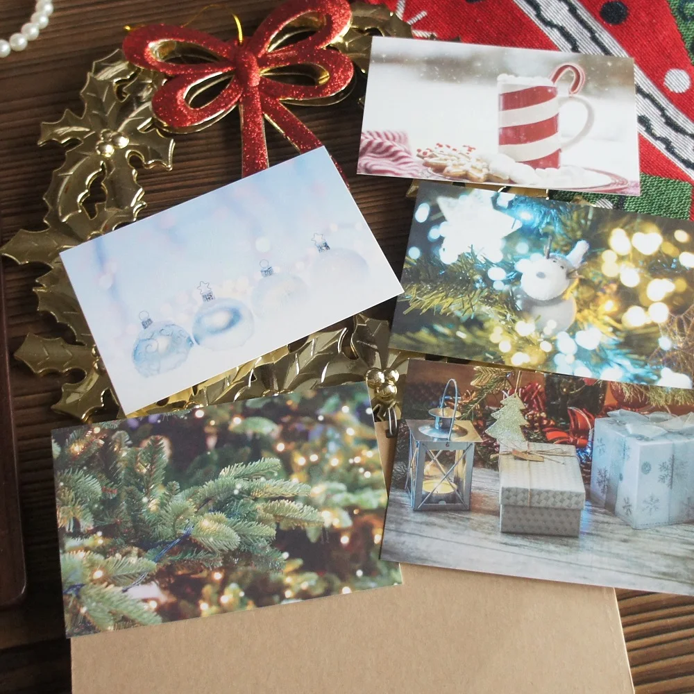 

15pcs Christmas Candle Light Luminous Card As Scrapbooking Party Invitation DIY Decoration Gift Card Message Card Postcard