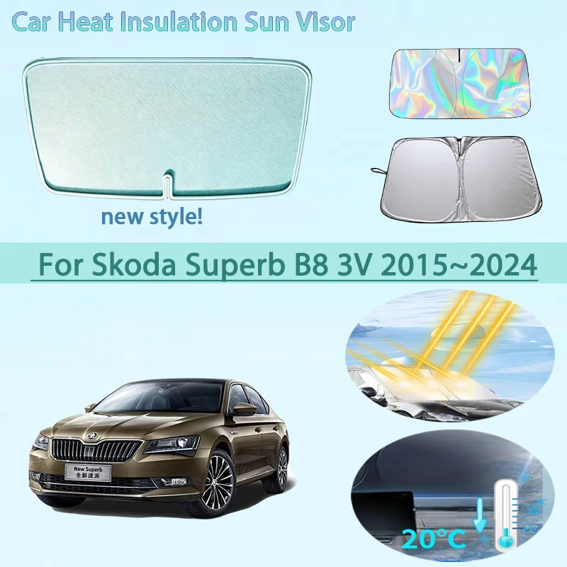 

Car Front Windshield Sunshade Heat Insulation Sun Visor Summer Cooling Auto Accessories For Skoda Superb B8 3V 2015~2024 2018