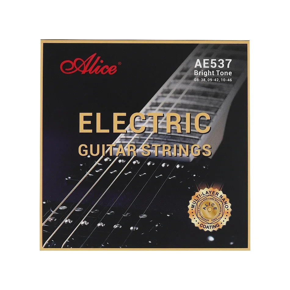 Alice AE537 Electric Guitar Strings Brass Color Plated Alloy Winding Hexagonal High-carbon Steel Core Performance Strings