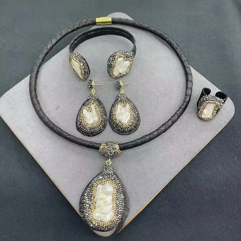 4pcs Sets Irregular Baroque Pearls Jewelry Sets Turkish Style Vintage Geometric  Hyperbole Fashion Pendientes Mujer