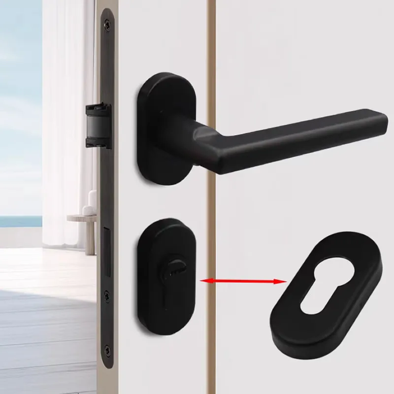 Couvercle de cylindre de serrure ovale rond en acier inoxydable 304, couvercle de trou de serrure noir or argent, accessoires de porte antivol pour cylindre de 32mm