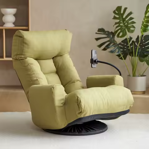 Adjustable head and waist, game chair, lounge chair in the living room,Rotatable seat Leisure Chair deck chair Green