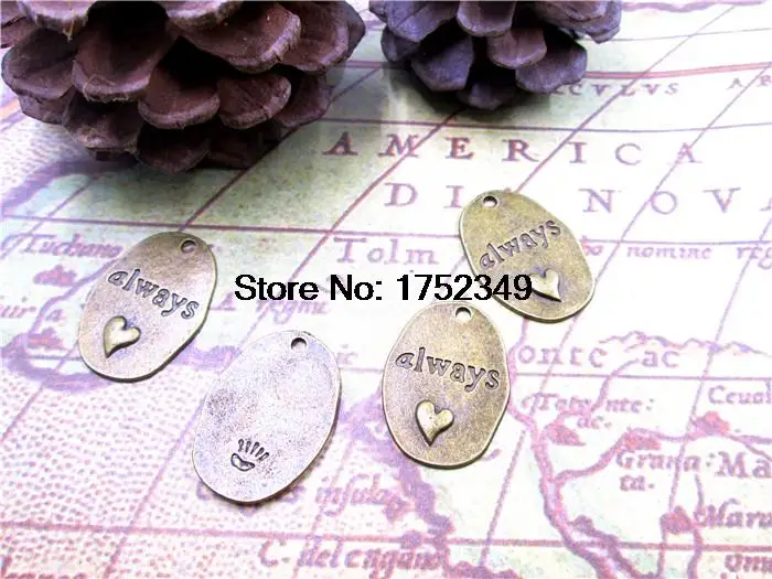 

75pcs/lot Bronze Tone Inspired Heart Charm Pendant Necklace