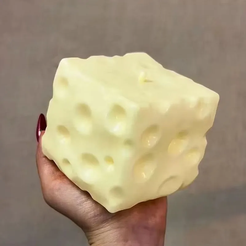 

◔Jumbo Cheese Cube Stress Ball Big Cheese Shapeable Squeeze Ball Non-Bounce Fidget Toy ASMR Sensory Anti-Stress Festival Gift