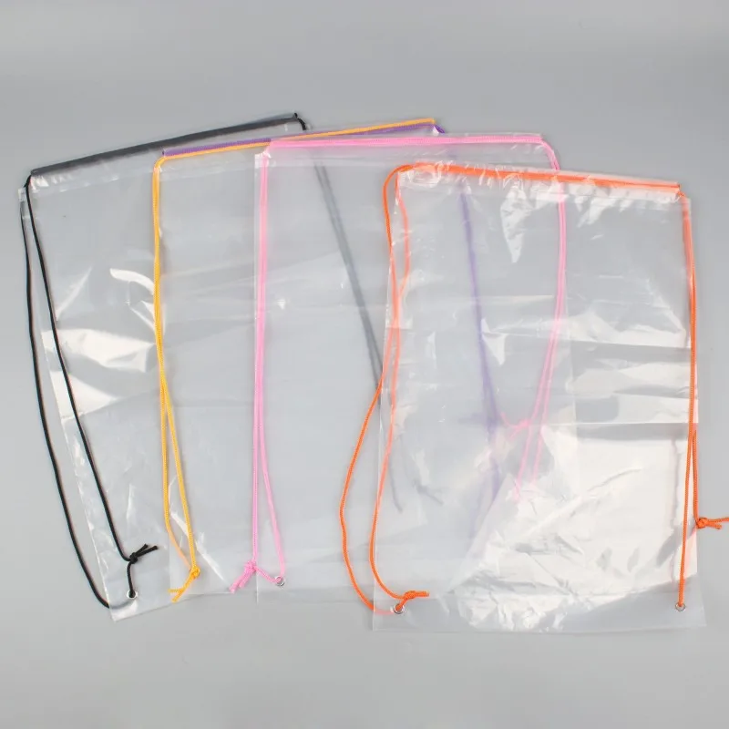 

10pcs Transparent PE Plastic Bag Drawstring Rope Dustproof Waterproof Backpack Plush Toys Storage Gift Large Size Packing bags