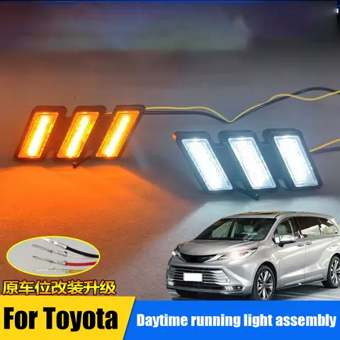 टोयोटा सिएना XL40 2021 2022 2023 2024 2025 के लिए तीन रंग सफेद पीले और नीले रोशनी के साथ एलईडी डे-टाइम रनिंग लाइट असेंबली 8 best sales टोयोटा सिएना 2024 - №5