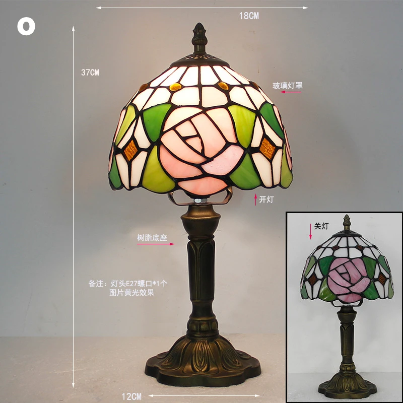 Klassieke kleurrijke tafellamp van gebrandschilderd glas E27 Vintage barokke mediterrane stijllamp voor slaapkamer, nachtkastje, bar, huisverlichting