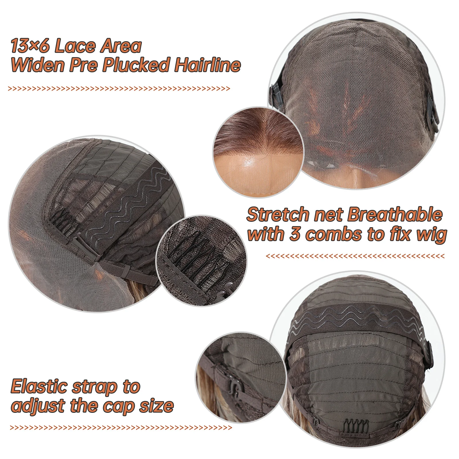 13*6 HD Transparent Lace Front Wigs Natural Hairline Short Straight Synthetic Wigs For Women Daily Party Brown Mixed Blonde Wigs