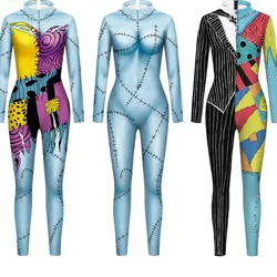 Adults Women Halloween Carnival Cosplay Costume Sally 3D Print Outfits Sexy Zenti Party Bodysuit Fancy Dress