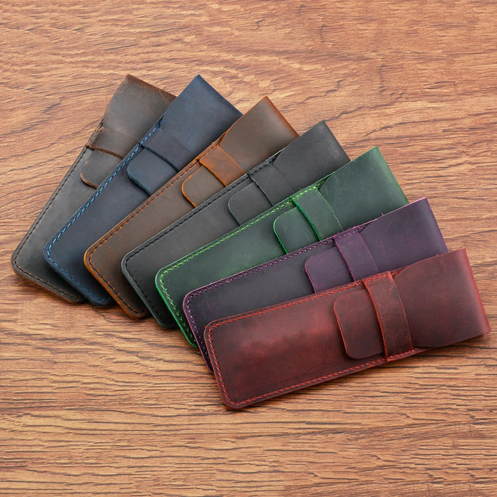 

Vintage Case Handmade Genuine Retro Pencil Holder Storage Pouch Pencil Case Black Office College Use
