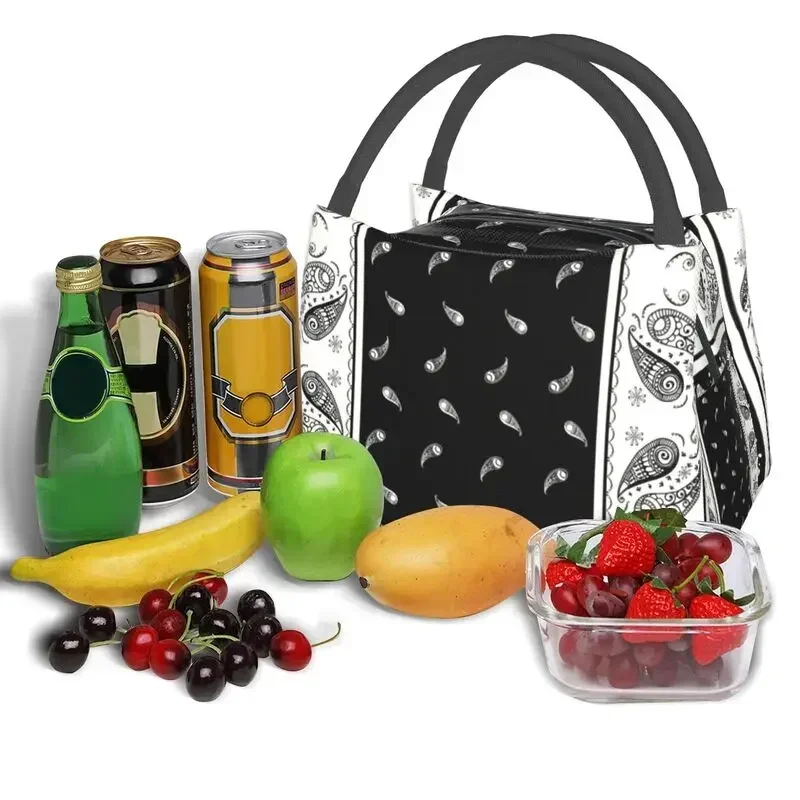 

Custom Classic Paisley Bandana Pattern Lunch Bag Women Thermal Cooler Insulated Lunch Box for Picnic Camping Work Travel