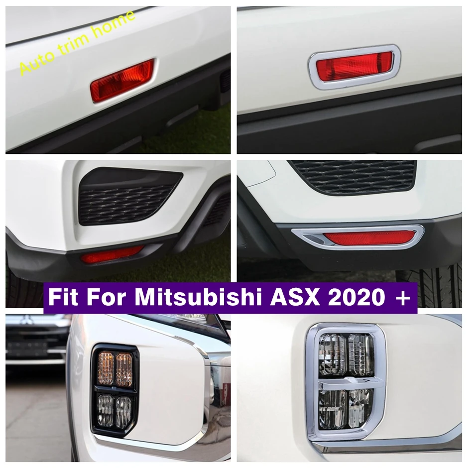 

Front Rear Bumper Fog Lights Parking Brake Lamp Decoral Frame Cover Trim For Mitsubishi ASX 2020 2021 ABS Chrome Car Accessories