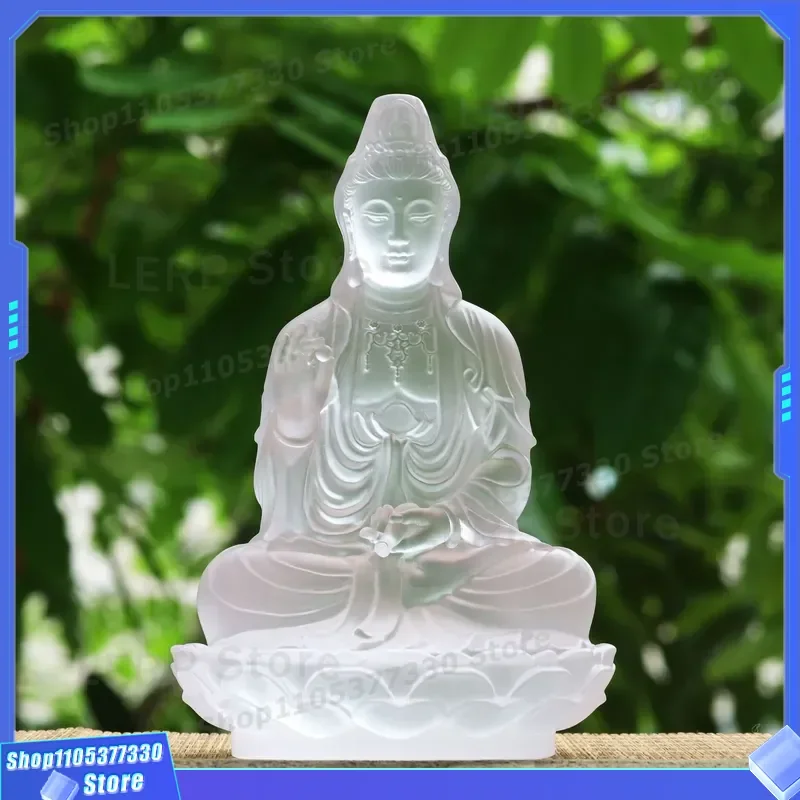 Antique Glazed Sanbao Buddha Statue Swirling Three Saints Sitting on Lotus Guanyin Bodhisattva Ornament for Home Worship