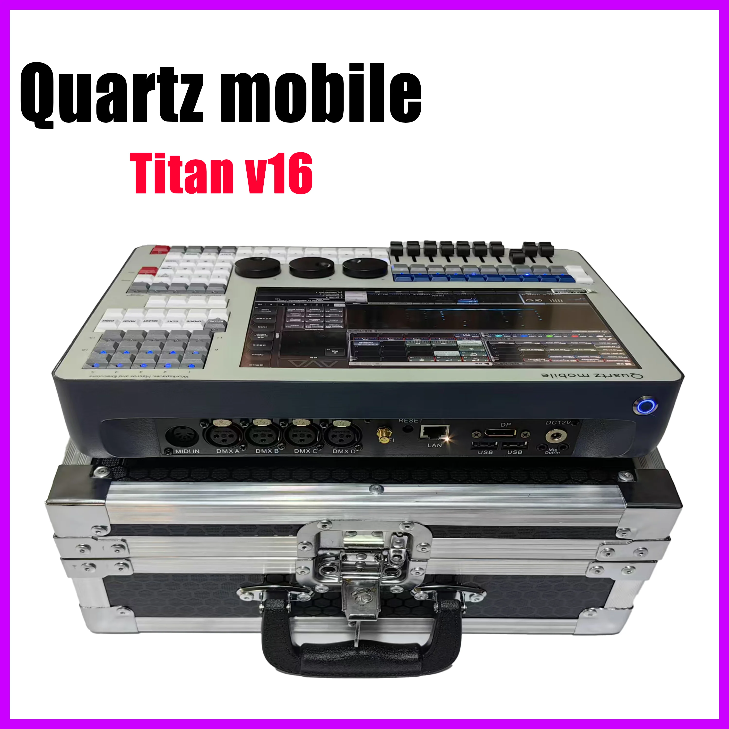 Mini Quartz Mobile Titan DMX Console, Stage Lighting Controller, Built in Battery, Touch Screen, Wi Fi Connection, Professional,