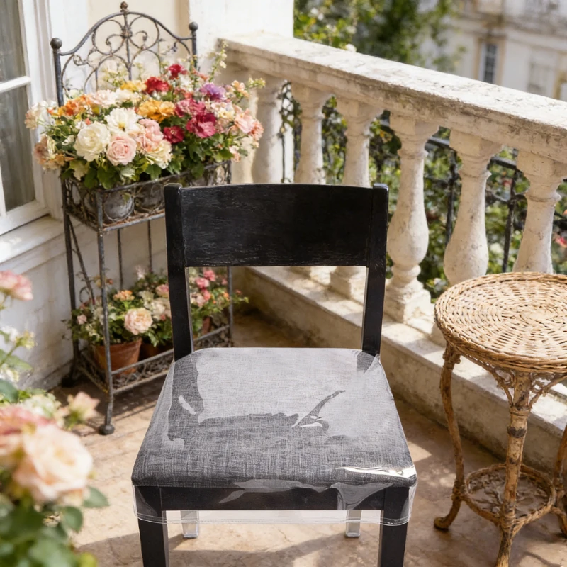 1Pc Clear PVC Chair Cover Adjustable Waterproof Dining Chair Seat Protector Dustproof Scratch Resistant Cover for Home Kitchen
