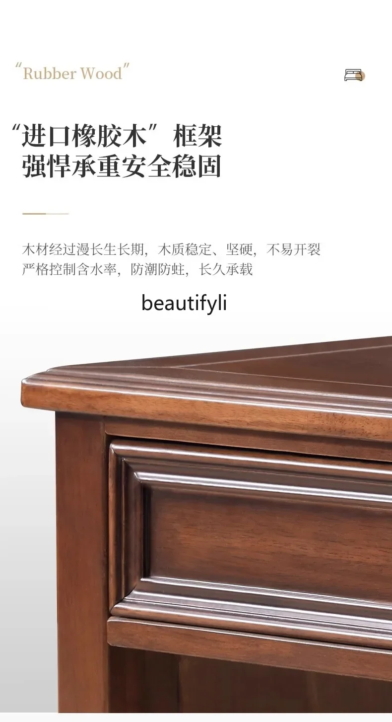 أريكة تخزين مستطيلة ذات ثمانية أدراج قديمة أمريكية قديمة وطاولة قهوة من الخشب الصلب #5