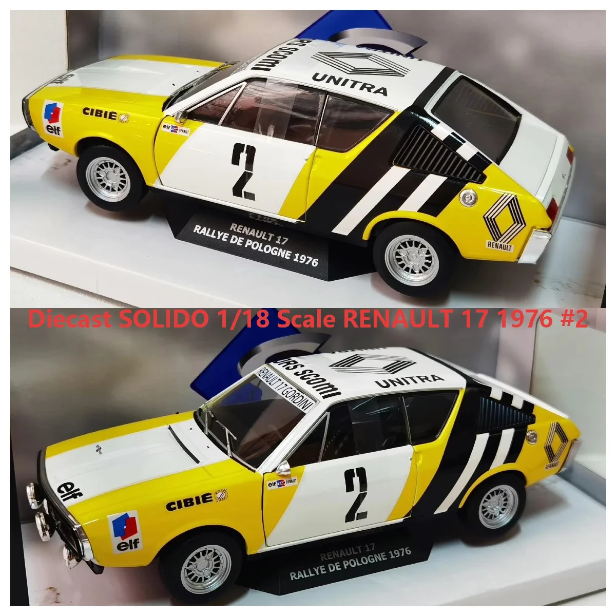 Druckgussmodell SOLIDO im Maßstab 1:18 RENAULT 17 1976 # 2 Rennwagen N2 Legierungsautomodell