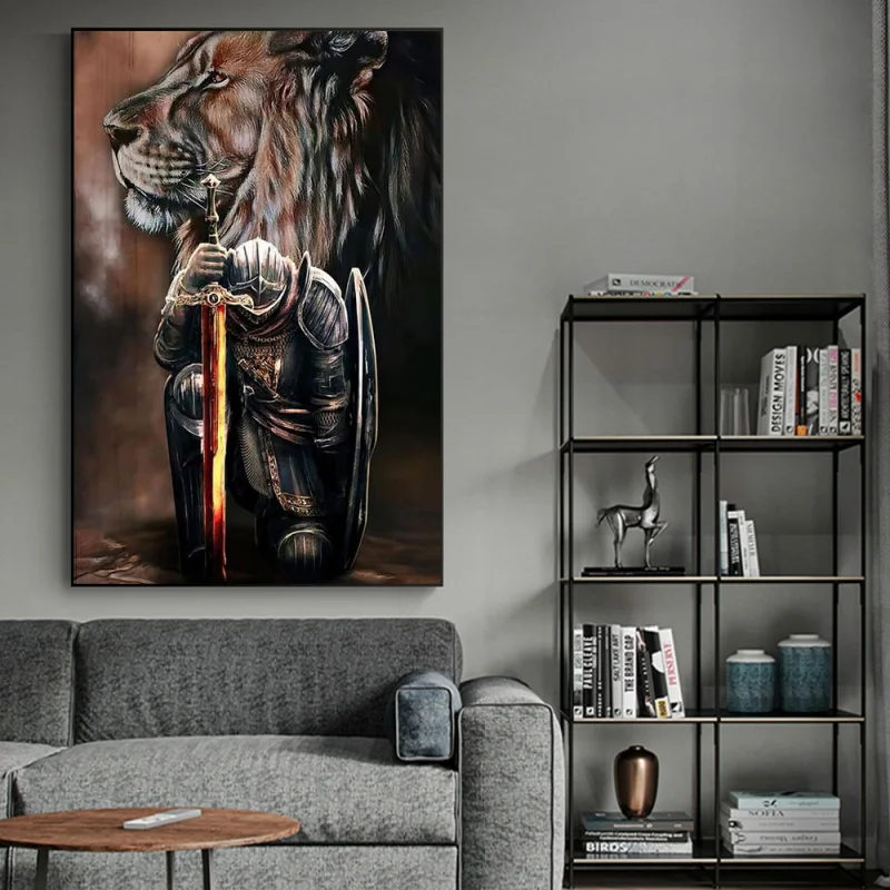 Classic Christian Wall Art Bible Jesus Lion And Warrior Oil On Canvas Posters And Prints Living Room  Decoration Gifts