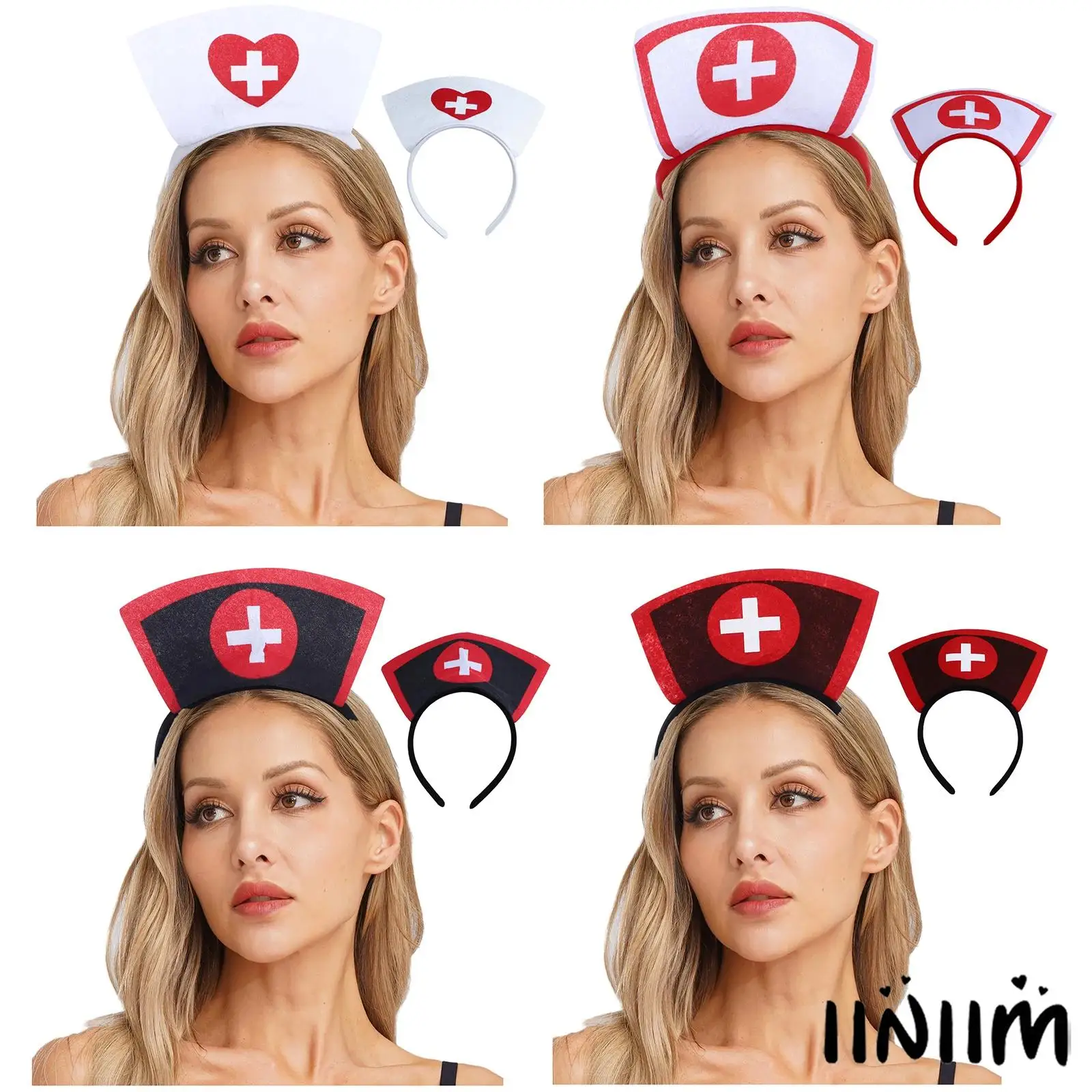 

Womens Girls Nurse Hat Headband Character Fun Outfit Masquerade Ball Costume Accessory for Stage Performance Halloween Cosplay