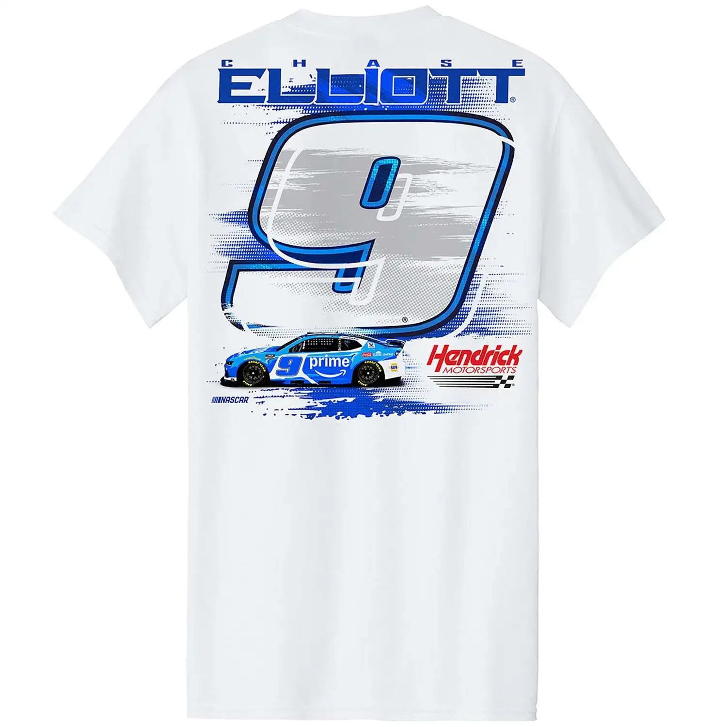 تي شيرت Chase Elliott 2025 Amazon Prime Car باللون الأبيض