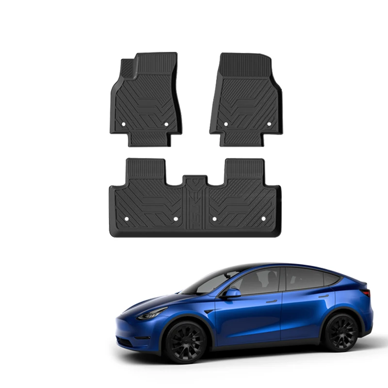 

2021 Tpe Rubber Odorless All Weather Waterproof Anti-slip Car Foot Mat Car Floor Mats For Tesl Model Y 7-seater