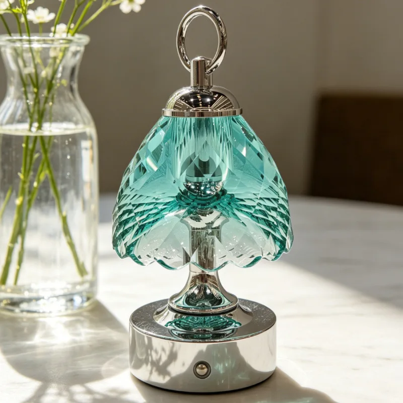 European light luxury crystal desk lamp bedroom bedside lamp charging night light ornament living room creative high-end niche view 2