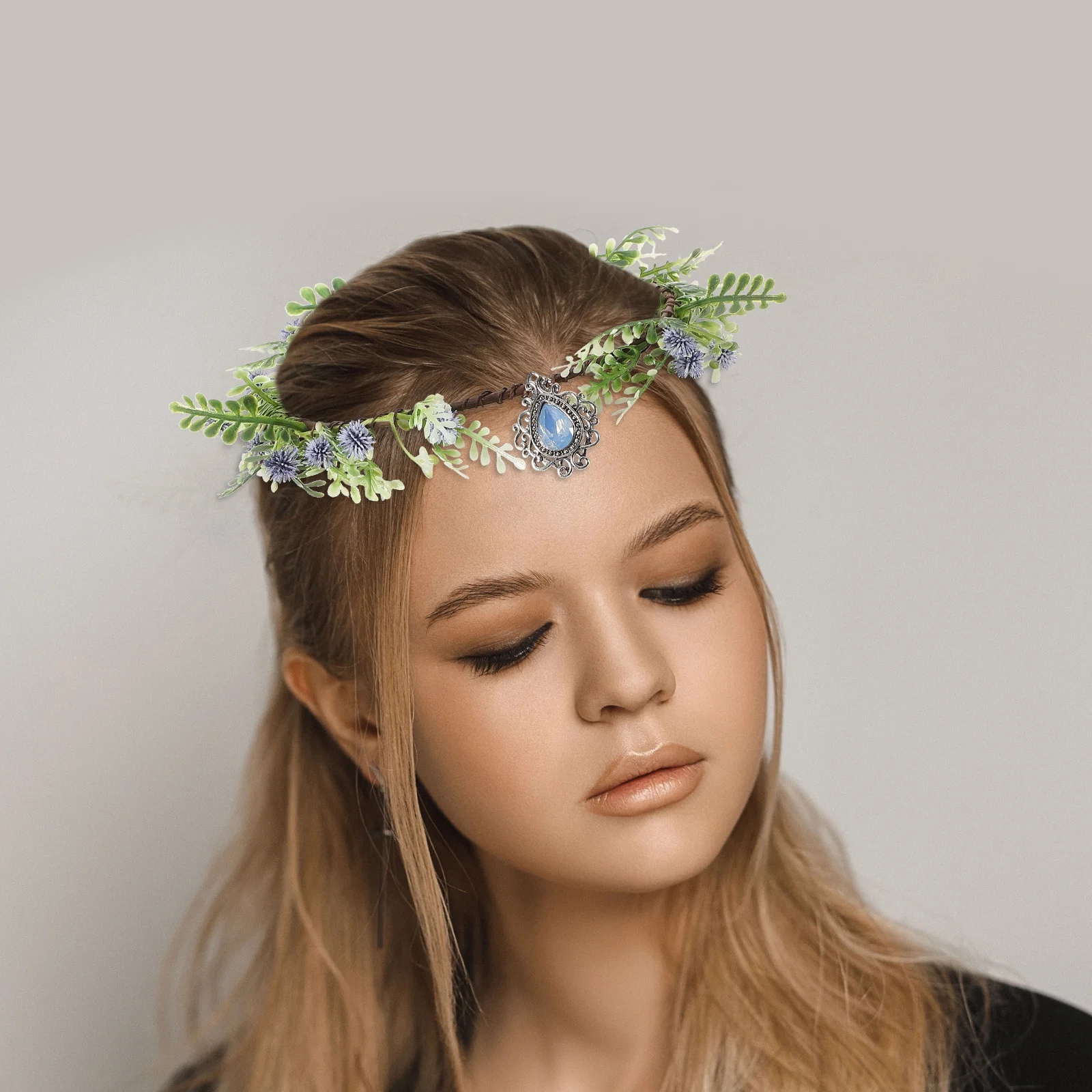 

Handmade Flower Crown Headpiece Elegant Vintage Floral Wreath Bridal Fairy Headband for Weddings Cosplay and Special Events