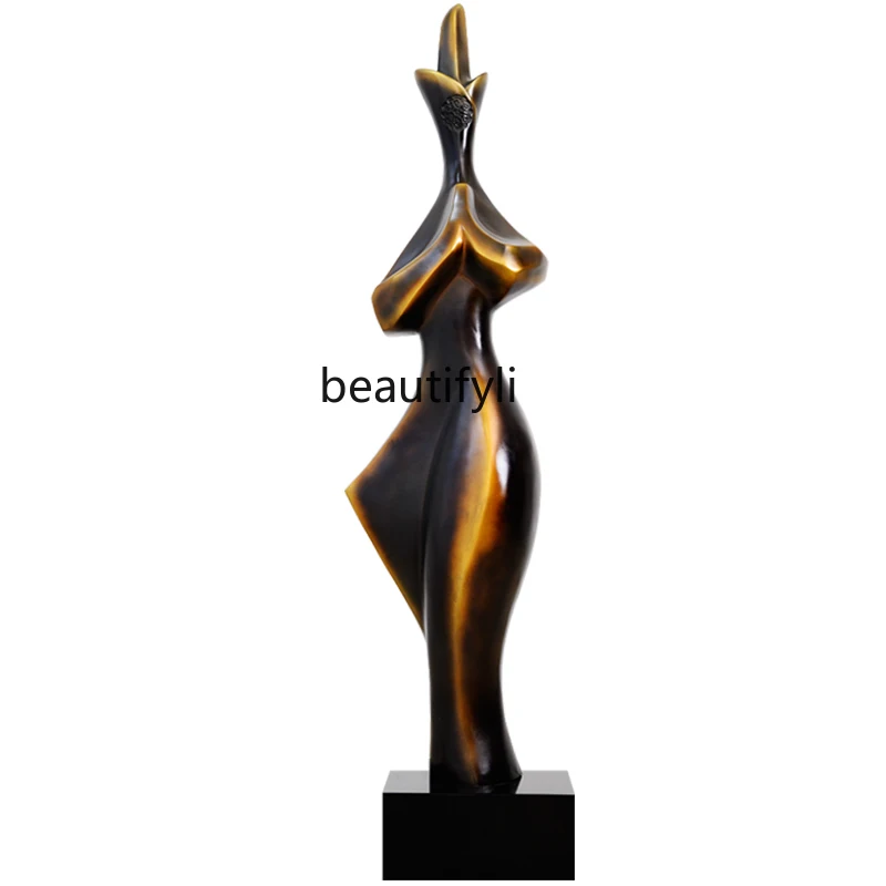 

Artwork Hotel lobby figure ornament Welcome person shape resin large floor decoration