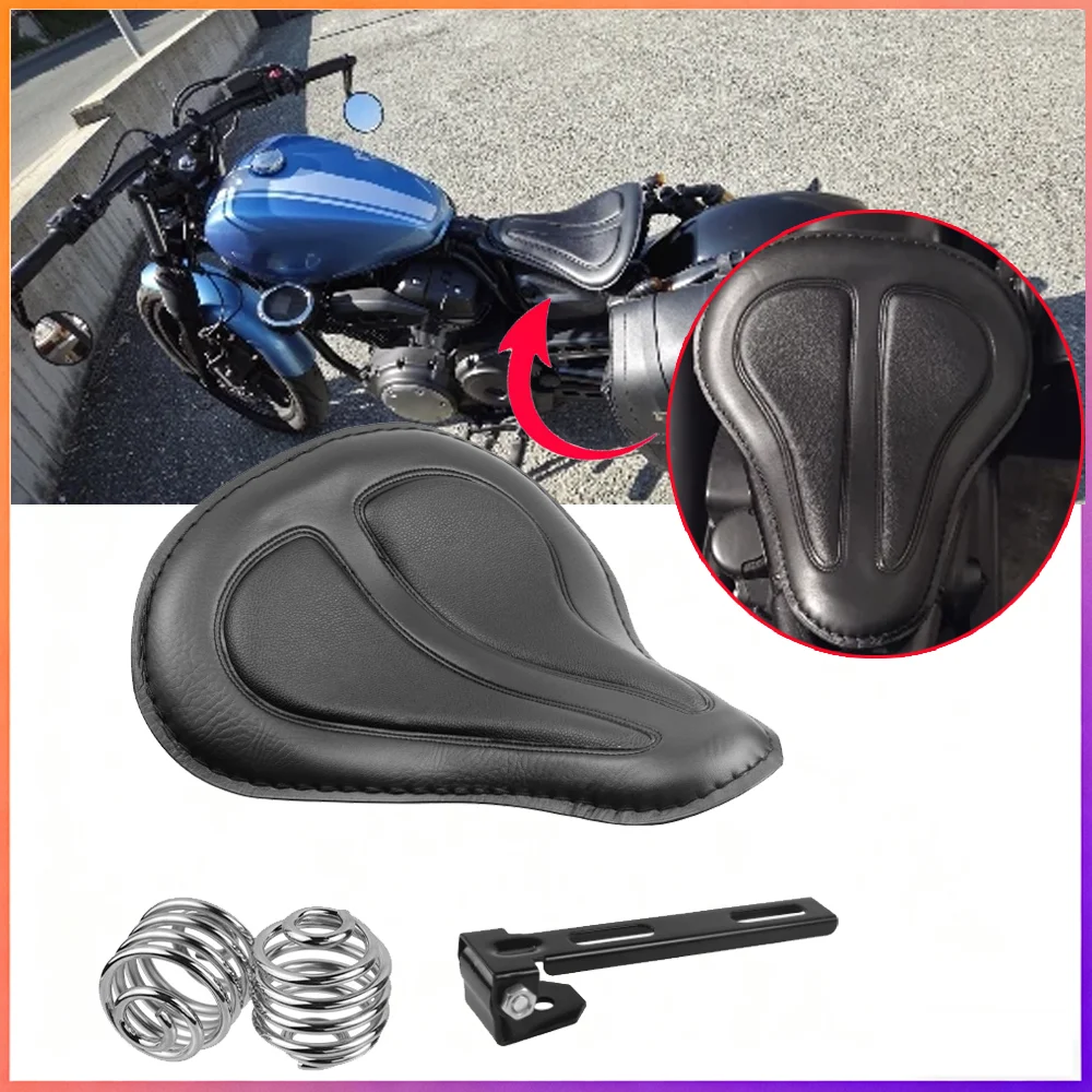 Motorrad-Einzelsitz-Sattel, Vintage-Kissen mit Federhalterung für Harley Sportster XL883 XL1200 Bobber Custom für Honda Yamaha