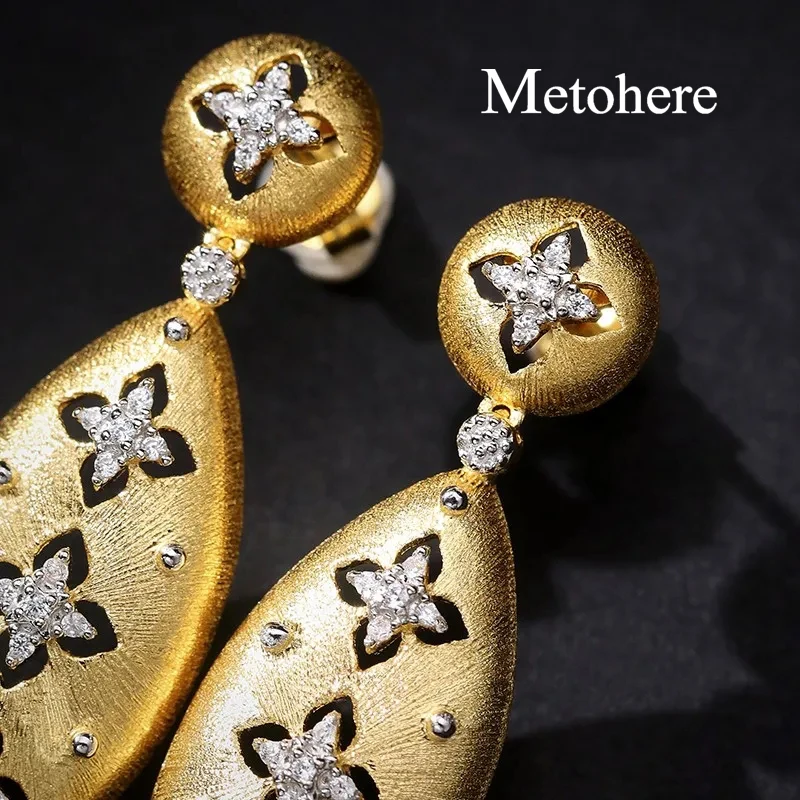 Metohere|2024 new trend simple set of Italian style retro metallic female fashion earrings daily accessories