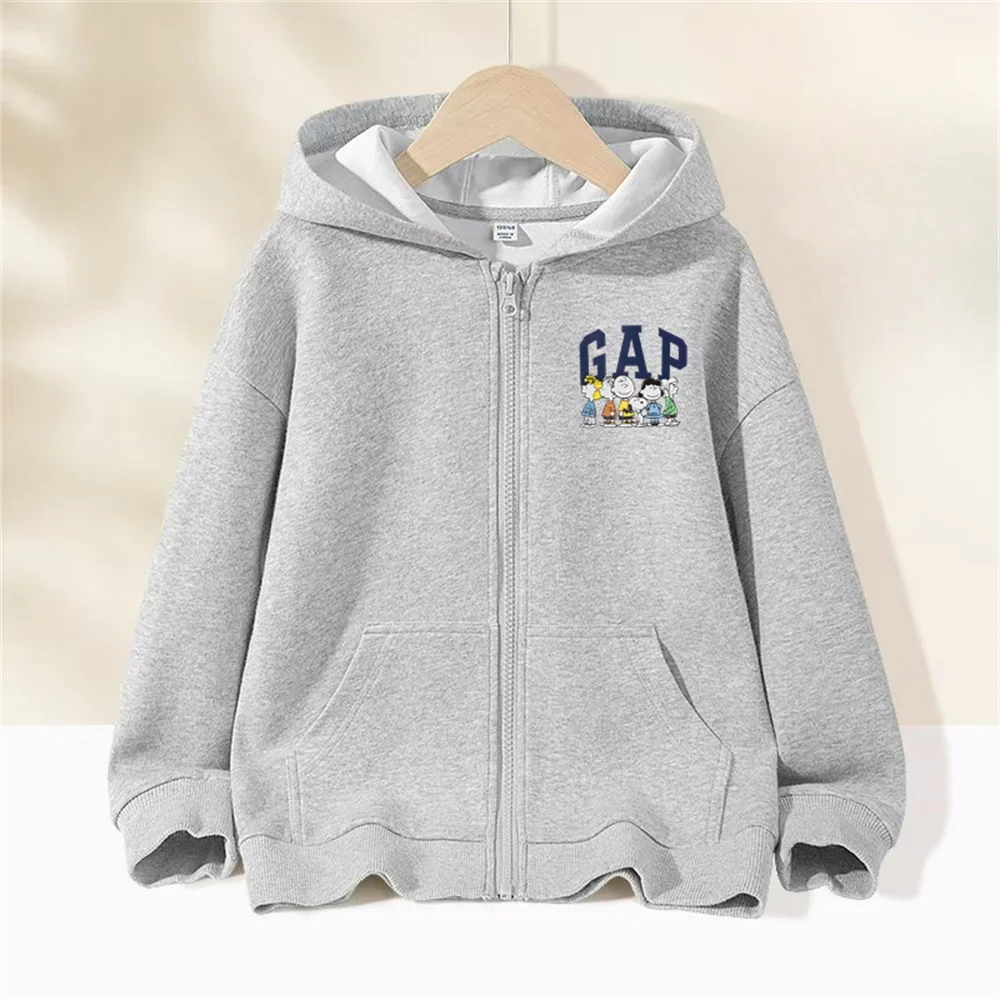 ربيع الأطفال في الهواء الطلق جديد الرياضة الشباب عادية مريحة سترة سستة فاخرة G-A-P مطبوعة جيب هوديي 3-14 سنة