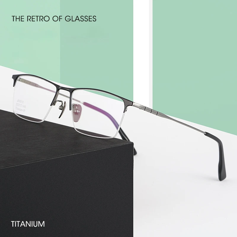 

Pure Titanium Glasses Frame with Recipe Men Business Style Fashion Male High Quality Eyeglasses Prescription Man Style BV6010