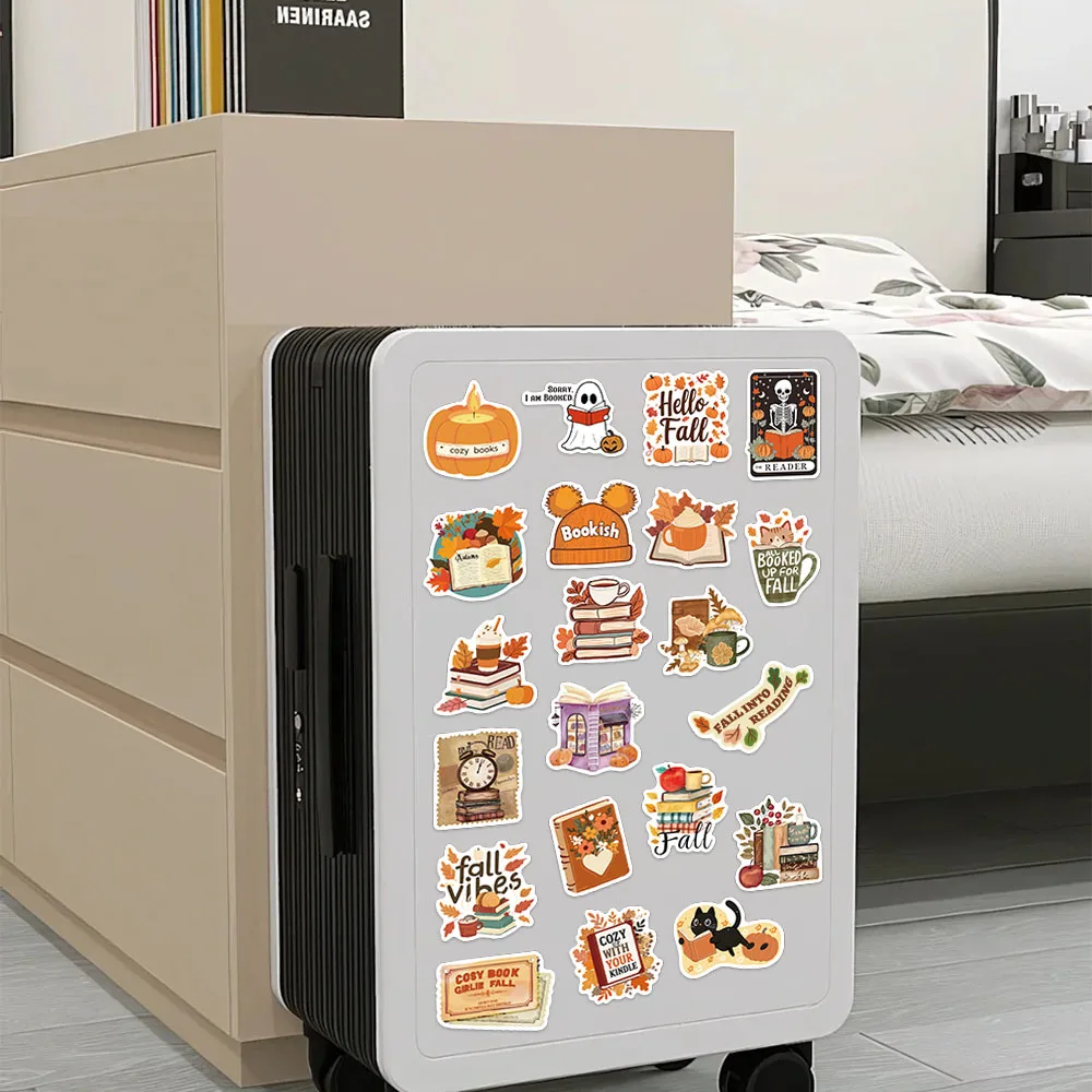 50PCS Bookish Fall Stickers Retro Style Graffiti Decals For Scrapbook Laptop Refrigerator Student Tablet Cartoon Toy Stickers