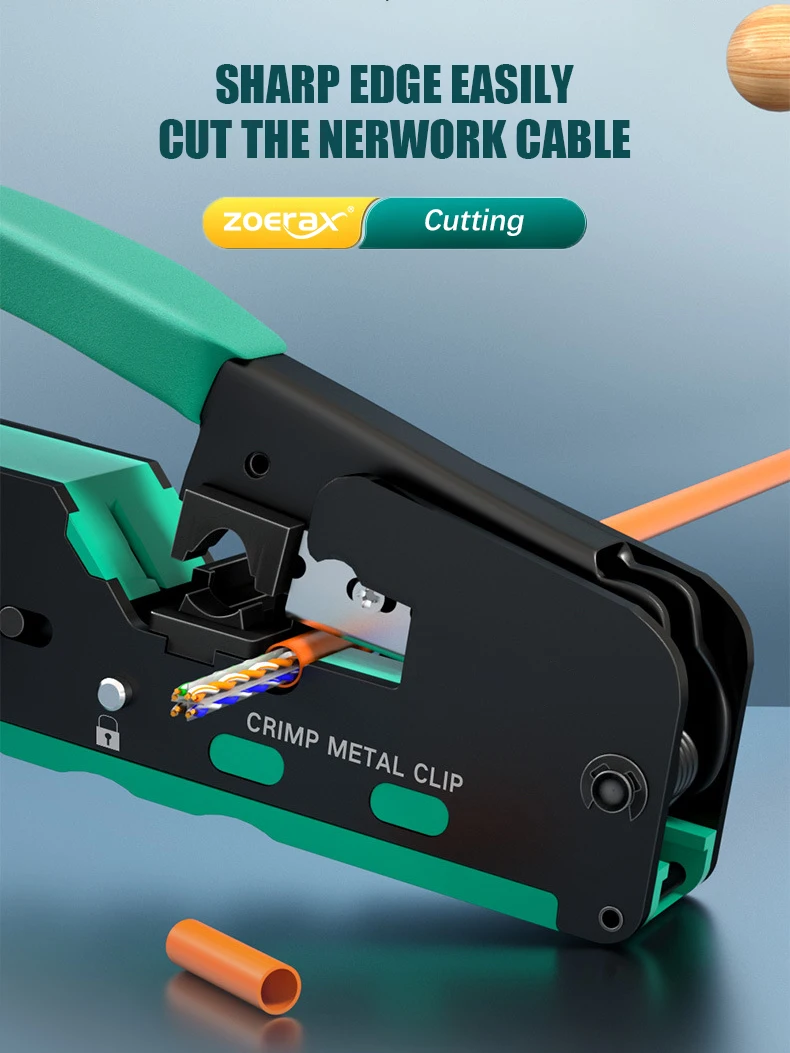 ZoeRax RJ45 Pass Through Crimper CAT5/5e CAT6 CAT6a CAT7 Standard and Shielded Network Connectors and RJ45 RJ12 RJ11