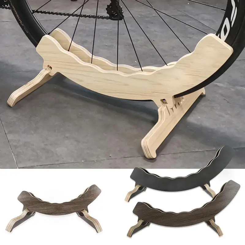 Floor Bike Stand Floor Bracket Wooden Bike Stands Portable Stable Lightweight Bike Accessories Bicycle Stand For City Bikes