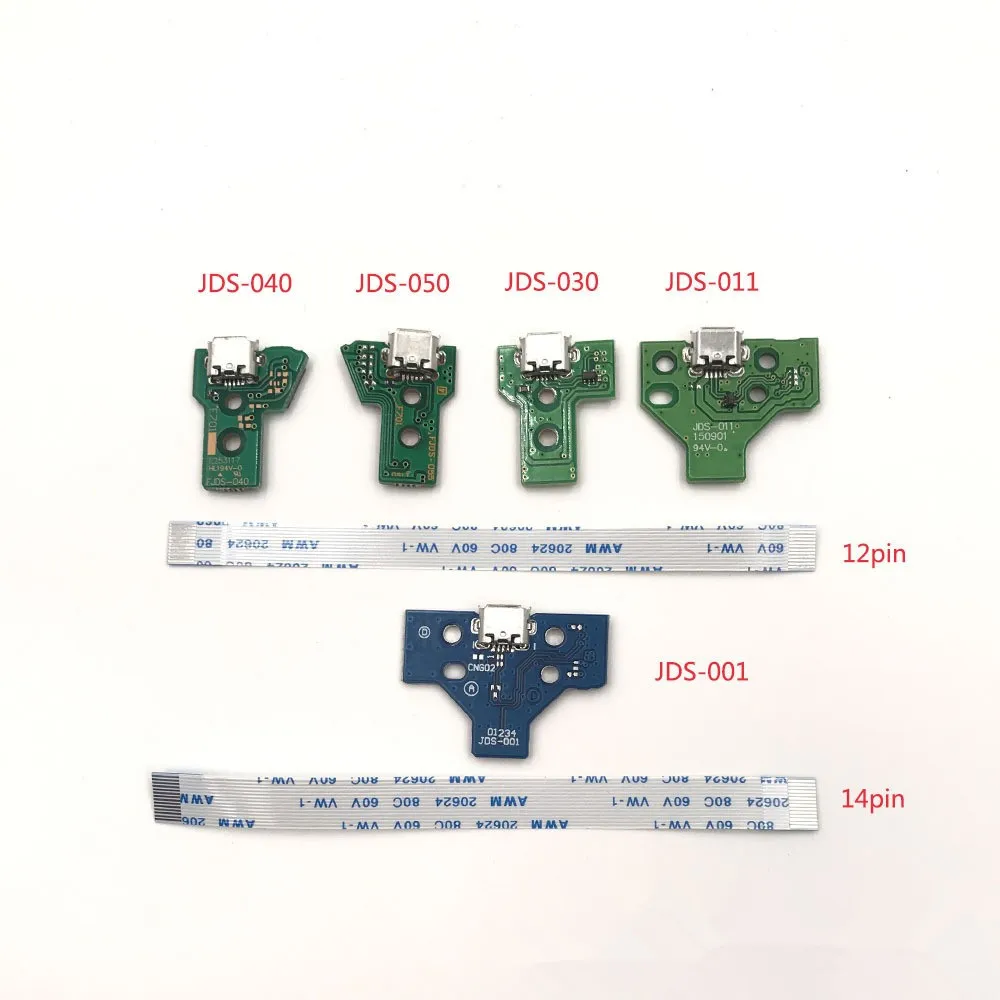 

500 комплектов плат USB-портов для зарядки с 12-контактными и 14-контактными разъемами JDS 011, 030, 040 для ремонта контроллеров PS4