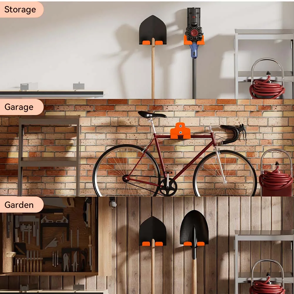 

Настенный сверхмощный стеллаж для хранения садовых инструментов, 3 шт. с металлическими крючками для эффективной организации инструментов для двора и мастерской