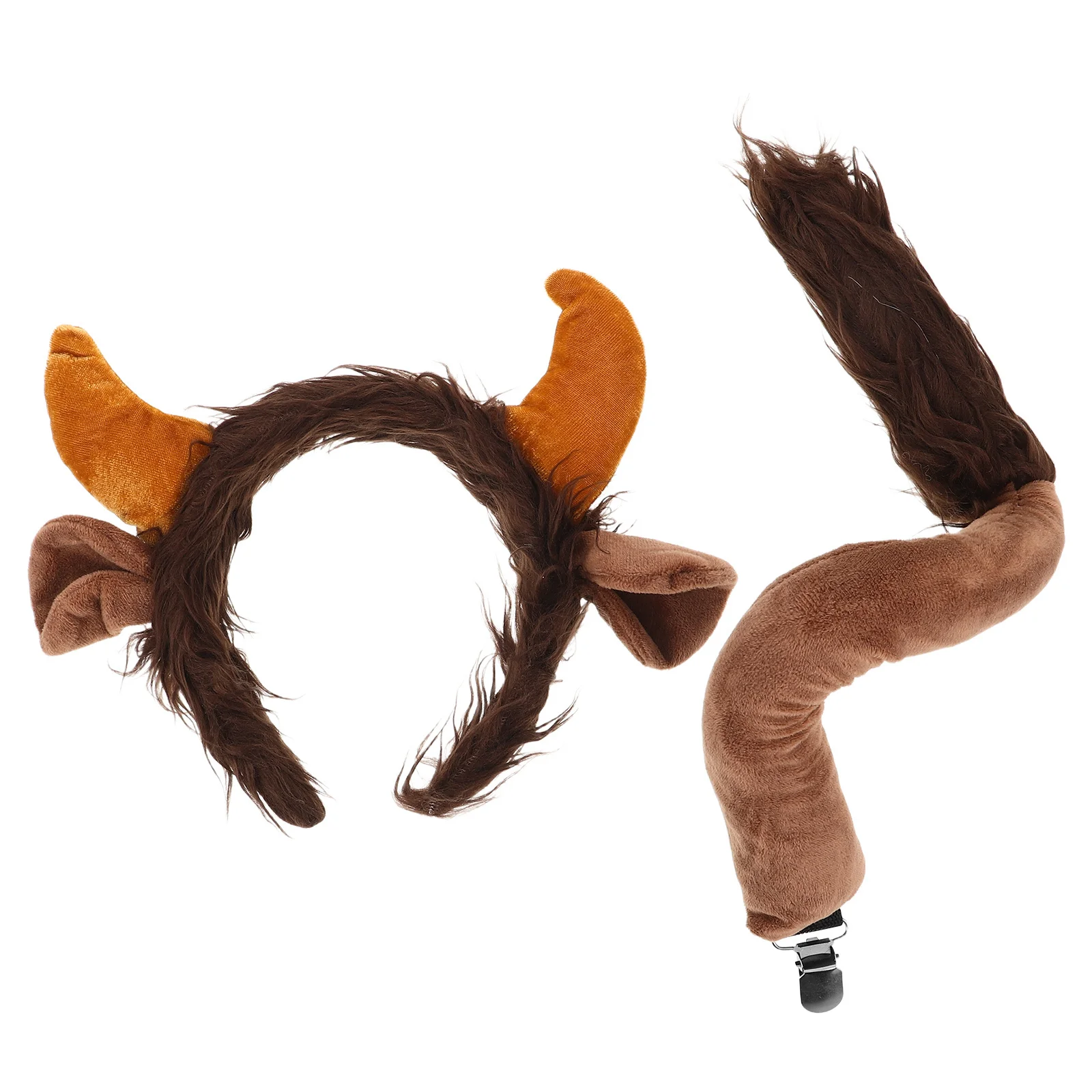 1 conjunto de orelhas de vaca bandana chifres de touro conjunto de cauda material macio e leve halloween natal festas temáticas traje acessório