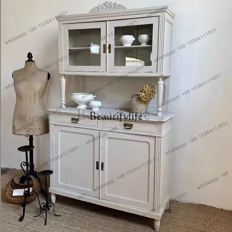 LX American Retro Solid Wood Side Cabinet Restaurant Locker Wine Cabinet French Old